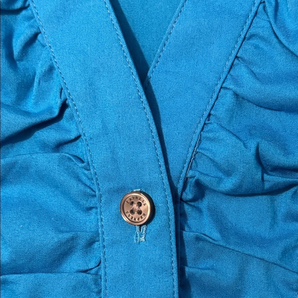 Express Blue Ruffle Blouse - S - Picture 4 of 7